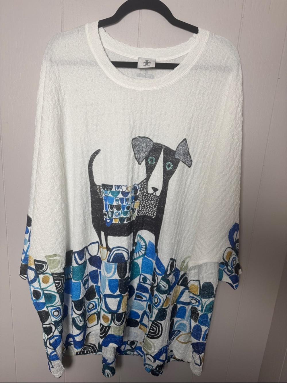 INOAH Women's Dog Graphic Print Short Sleeve SHIRT Wearable ART One Size 1X